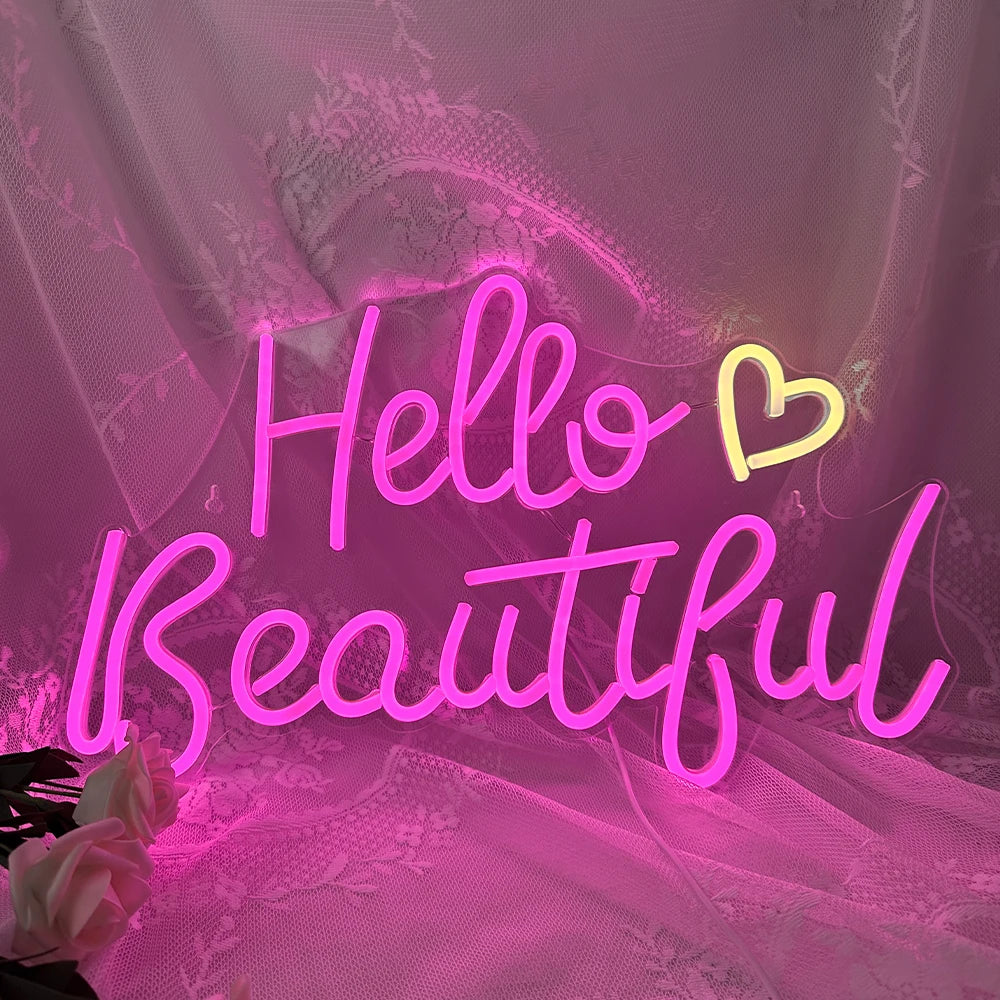 Hello Beautiful – LED-neonkyltti (5 V USB)