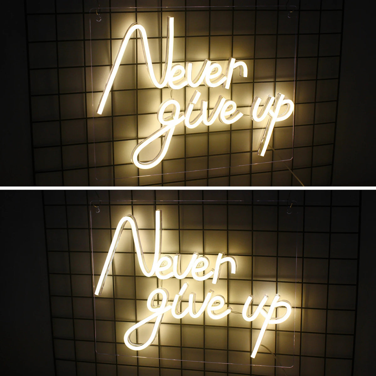 Never Give Up – LED-neonkyltti (5 V USB)