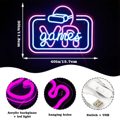 VR Game 5V Mini USB LED Neon Sign - Budget Friendly