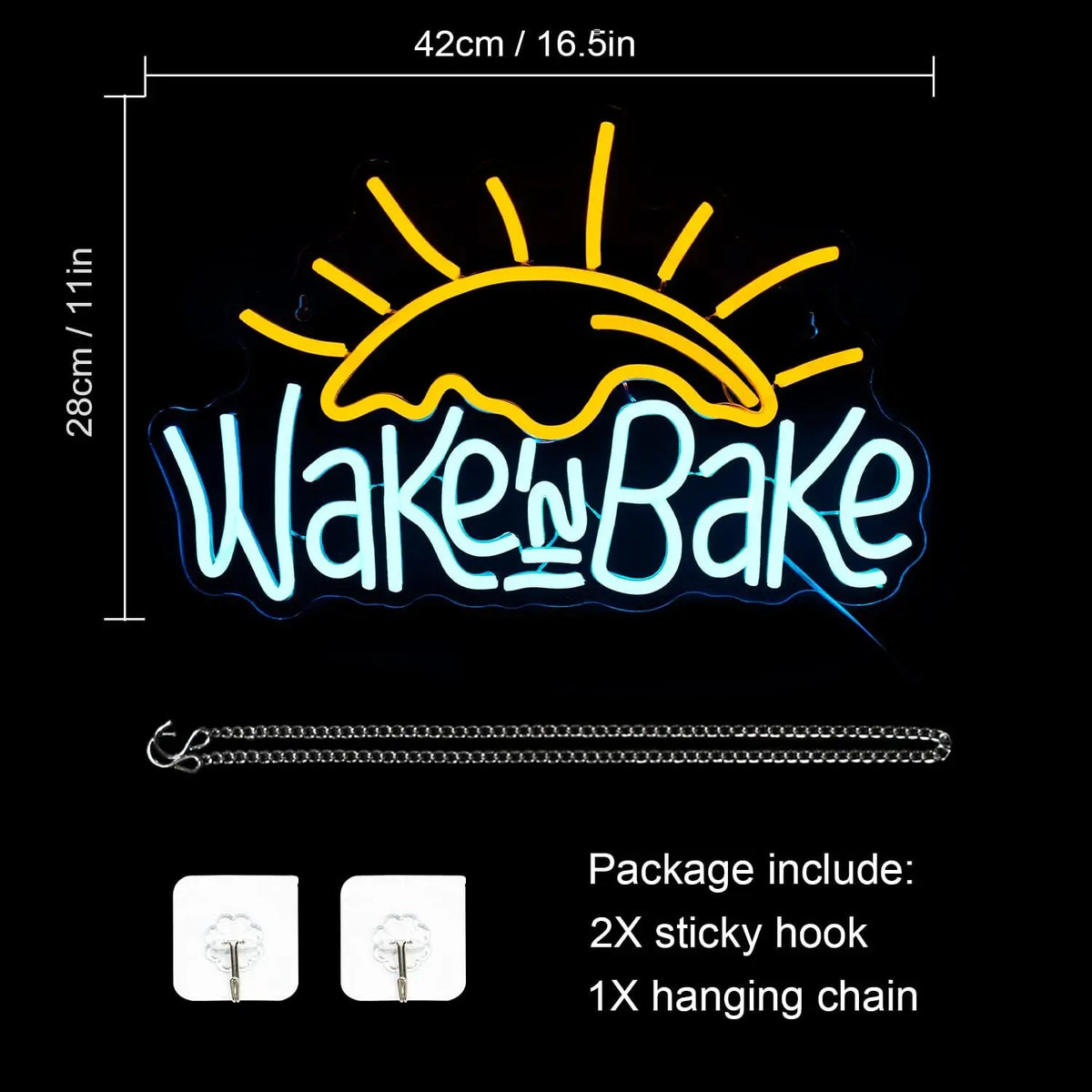 Wake n Bake – Aurinko – LED-neonkyltti (5 V USB)