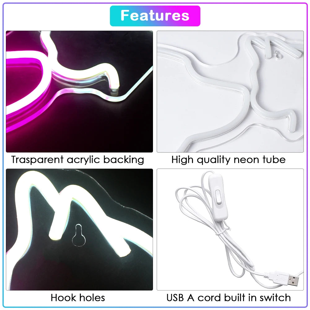 Koira ja kissa – LED-neonkyltti (5 V USB)