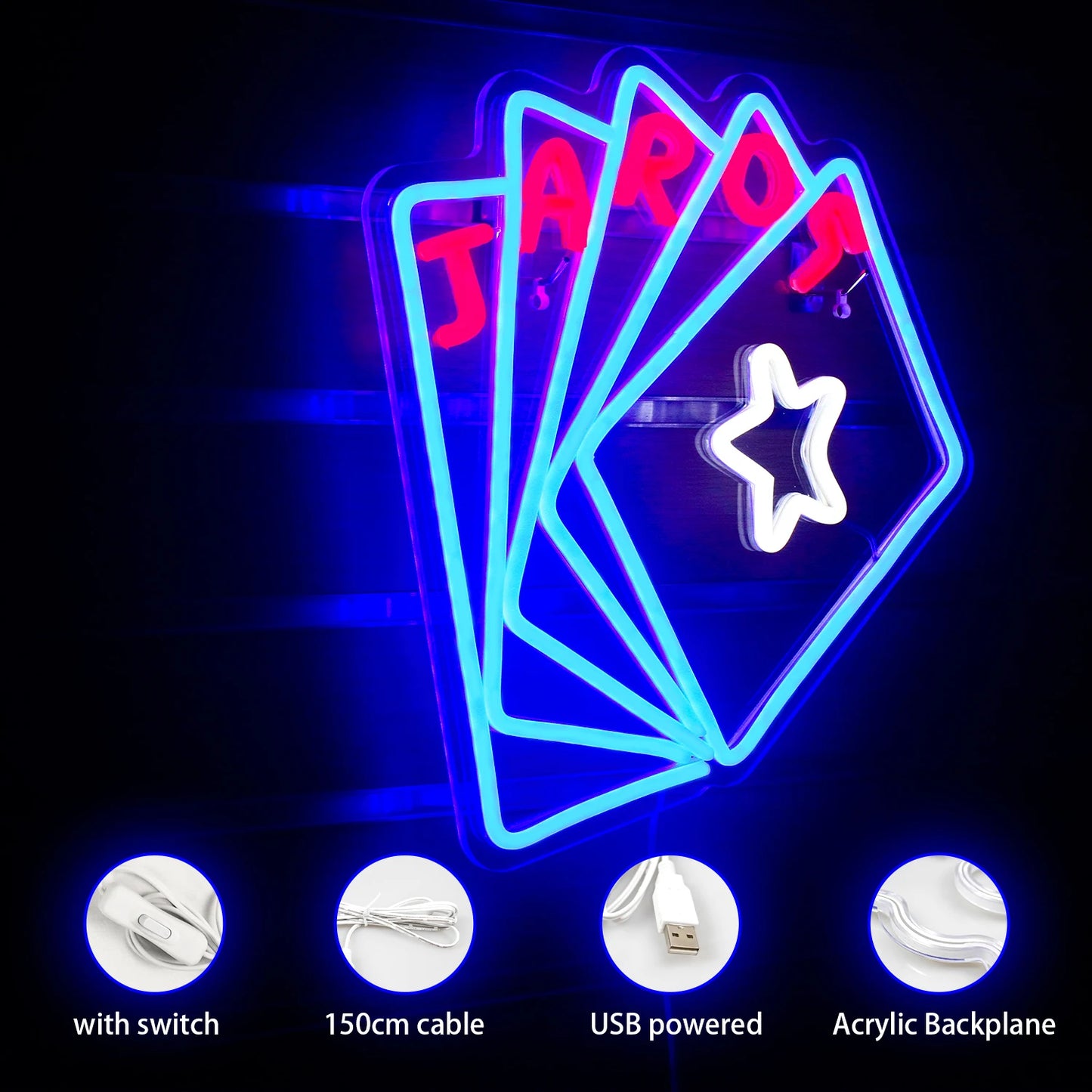 Poker 5V Mini USB LED Neon Sign - Budget Friendly