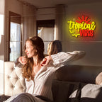 Tropical VIBES – Aurinko ja linnut – LED-neonkyltti (5 V USB)