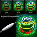 OPEN HOT DOGS – Hot dog – LED-neonvalomainos (5 V USB)