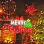 Merry Christmas – Joulukuusi ja tähti – LED-neonkyltti (5 V USB)