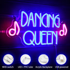 DANCING QUEEN – Nuotit – LED-neonkyltti (5 V USB)
