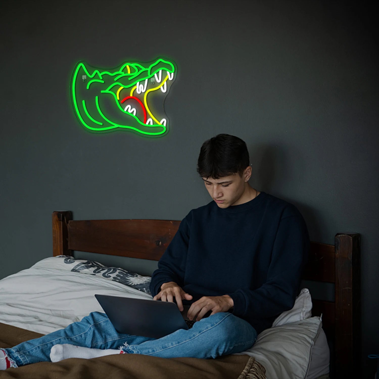 Alligaattori 5V USB LED Neon Kyltti - Budjettiystävällinen