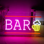 BAR – Oluttuoppi ja vaakasuora reunus – LED-neonvalomainos (5 V USB)