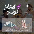 But First Beautiful – Sydän – LED-neonvalomainos (5 V USB)