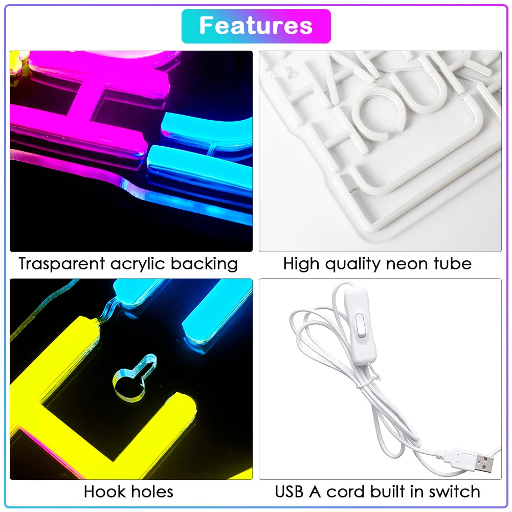 Happy Hour Beer Mug 5V USB LED Neon Sign - Budget Friendly