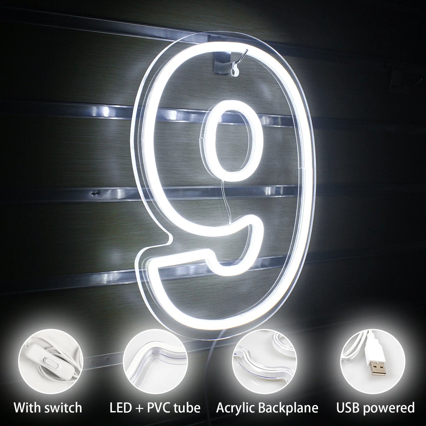 Birthday 0-9 Digital Number 5V Mini USB LED Neon Sign - Budget Friendly