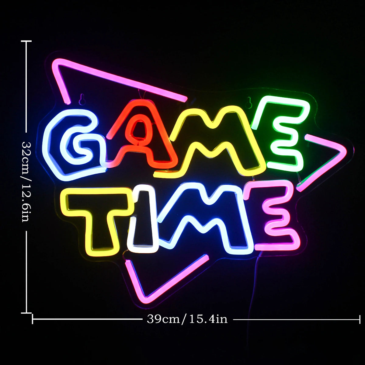 GAME TIME – Kolmio – LED-neonkyltti (5 V USB)