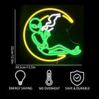 Måne och rökande utomjording – LED-neonskylt (5 V USB)