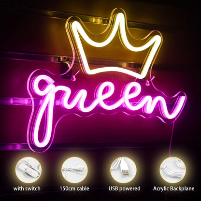 Queen 5V Mini USB LED Neon Sign - Budget Friendly