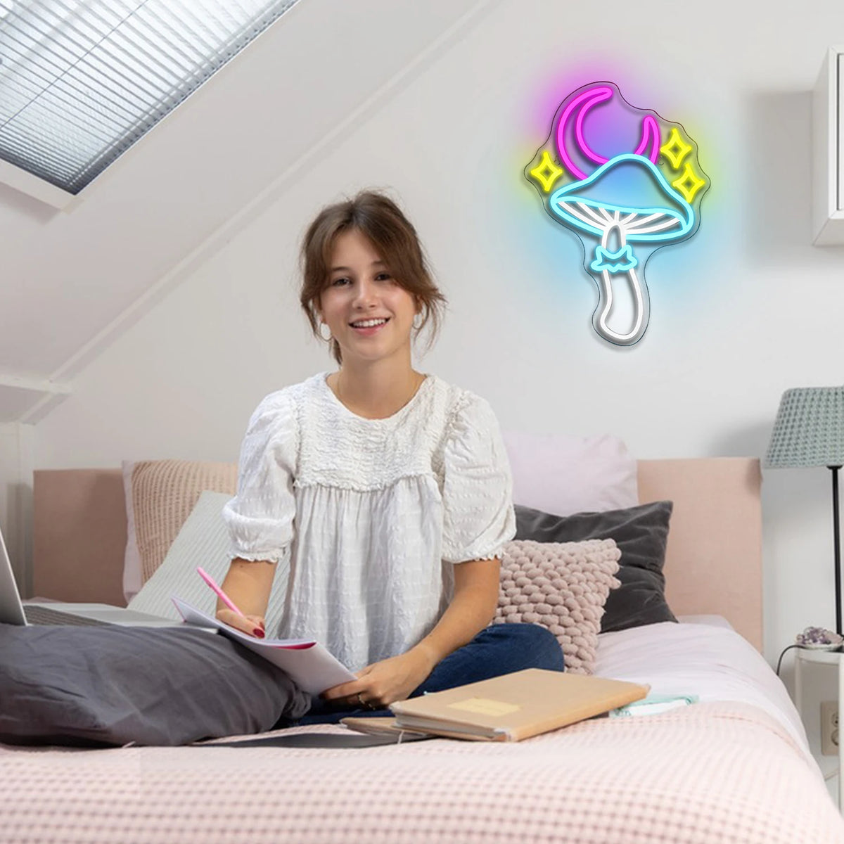 Tähti, kuu ja sieni – LED-neonkyltti (5 V USB)