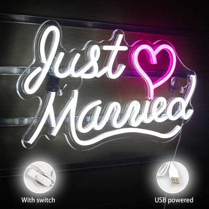 Just Married 5V Mini USB LED Neon Sign - Budget Friendly