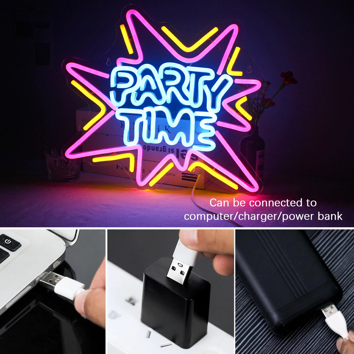 Party Time – LED-neonkyltti (5 V USB)