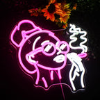 Tupakoivan naisen siluetti – LED-neonkyltti (5 V USB)