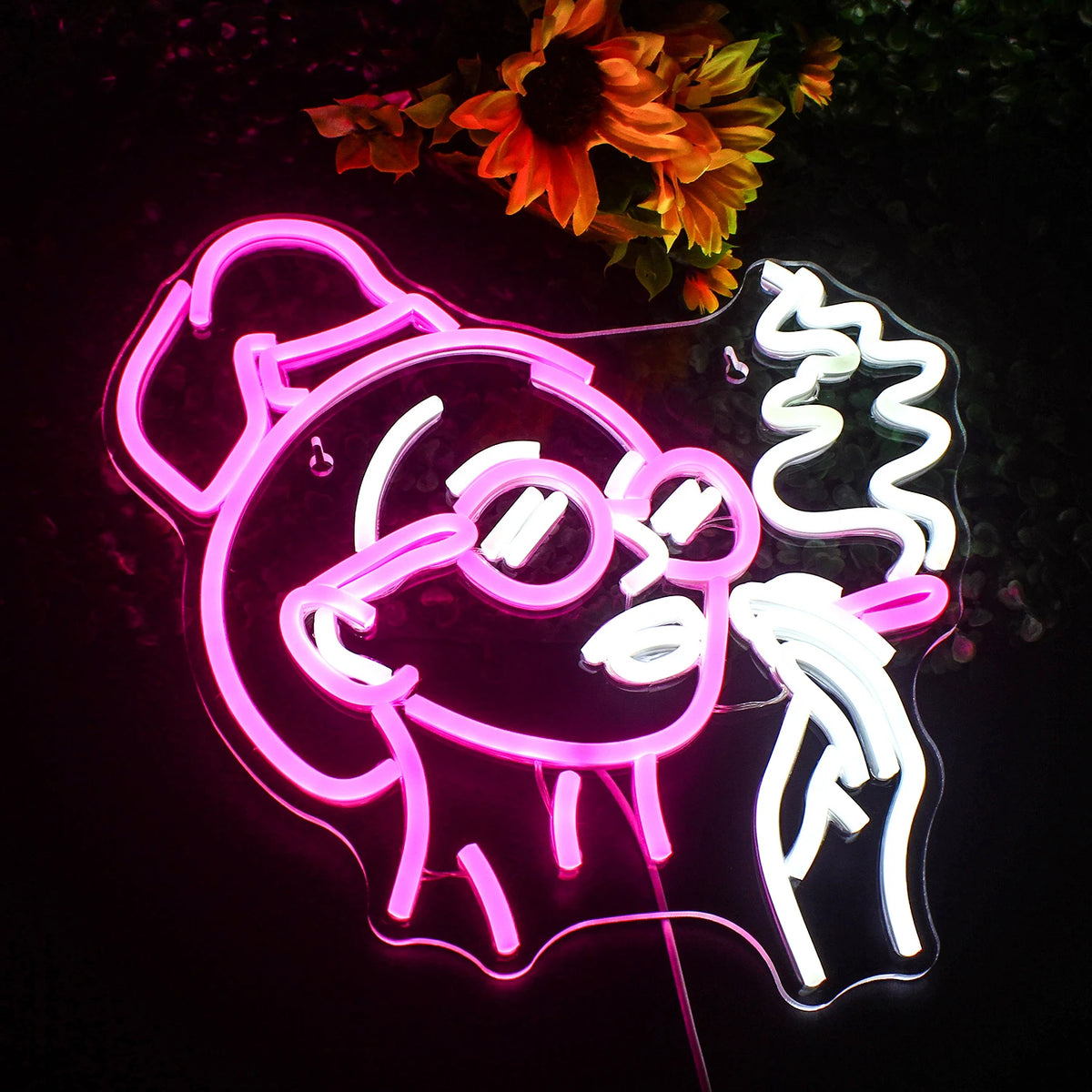 Tupakoivan naisen siluetti – LED-neonkyltti (5 V USB)