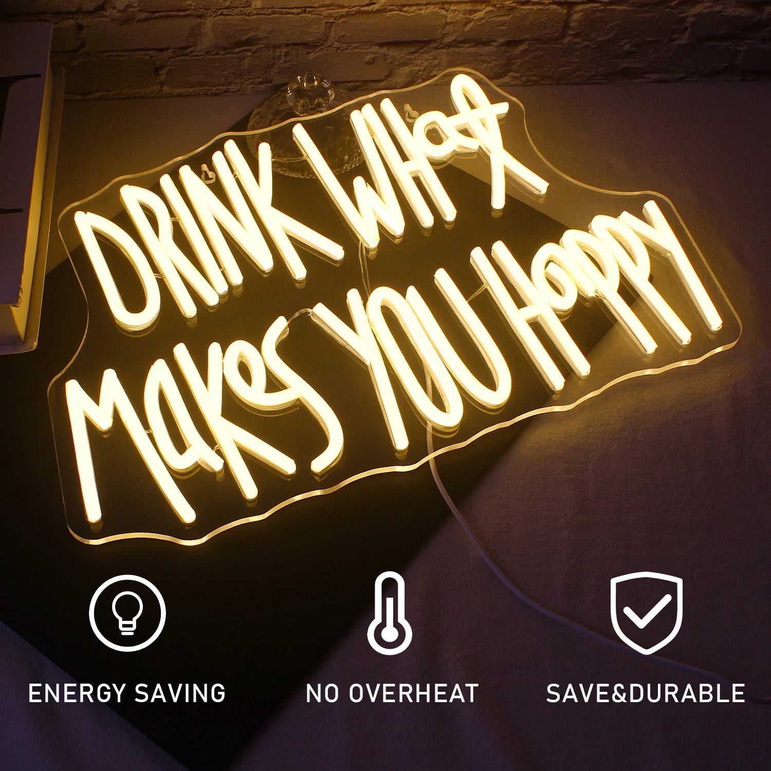 Juo Mitä Tekee Sinut Onnelliseksi 5V USB LED Neon Kyltti - Edullinen