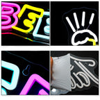 BEER – Oluttuoppi ja säteet – LED-neonvalomainos (5 V USB)