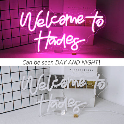 Welcome to Hades 5V Mini USB  LED Neon Sign - Budget-Friendly