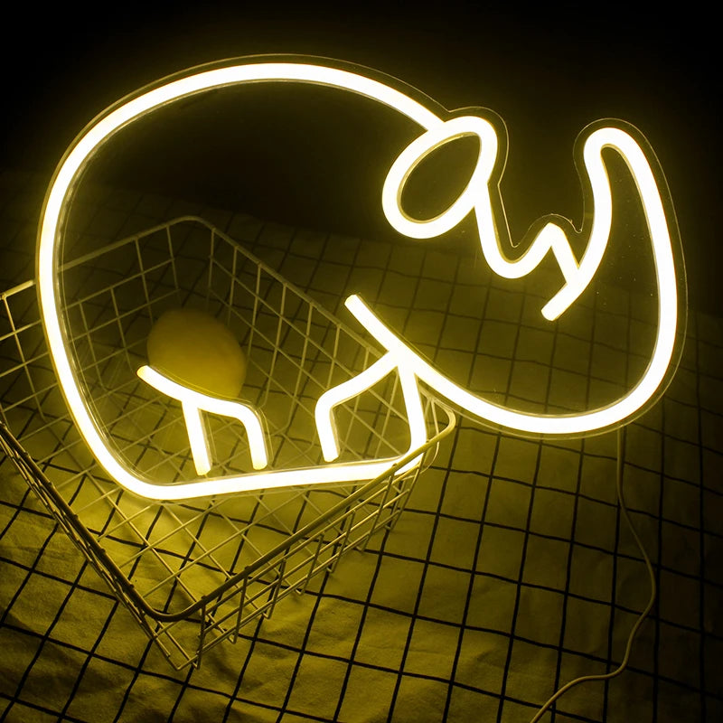 Sarvikuono – LED-neonkyltti (5 V USB)