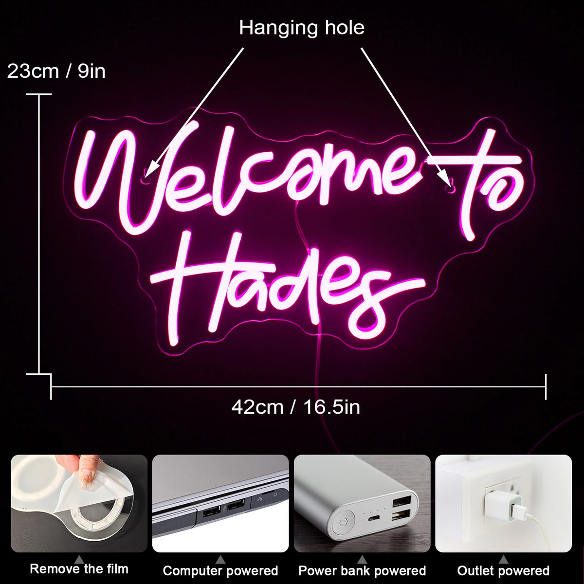 Tervetuloa Hades 5V USB Neonvalo Sisustus - Edullinen