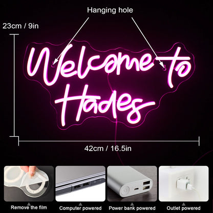 Welcome to Hades 5V Mini USB  LED Neon Sign - Budget-Friendly