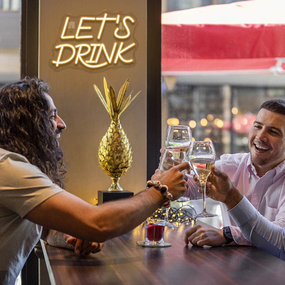 Let's Drink – LED-neonvalomainos (5 V USB)