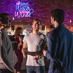 SAVE Water DRINK Wine – Viinilasi ja pisarat – LED-neonvalomainos (5 V USB)