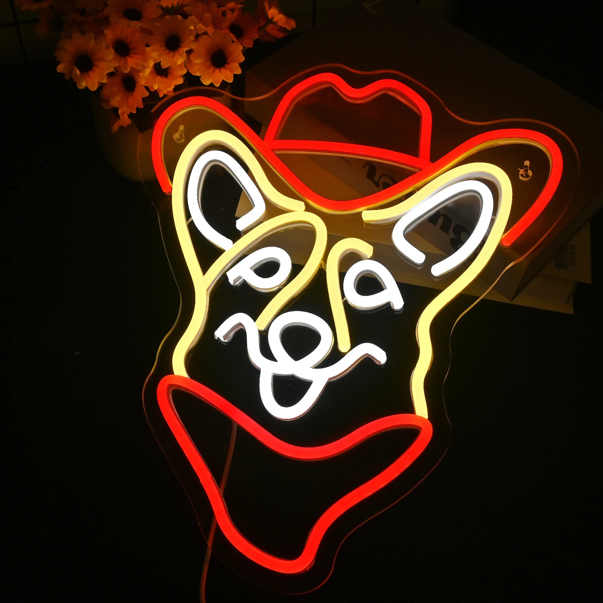 Cowboy-corgi – LED-neonkyltti (5 V USB)
