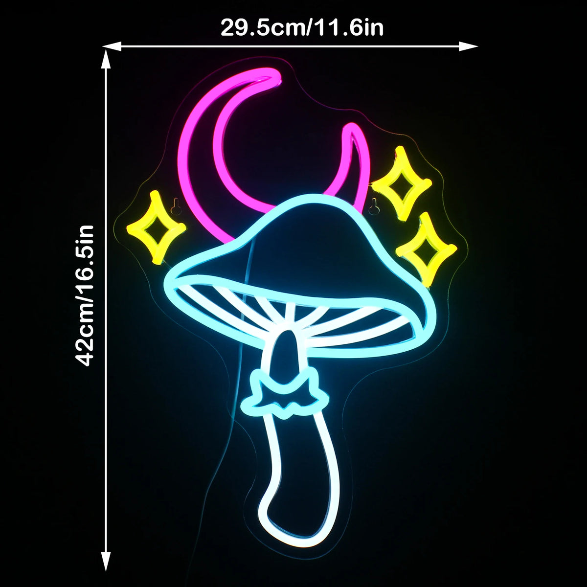 Tähti, kuu ja sieni – LED-neonkyltti (5 V USB)