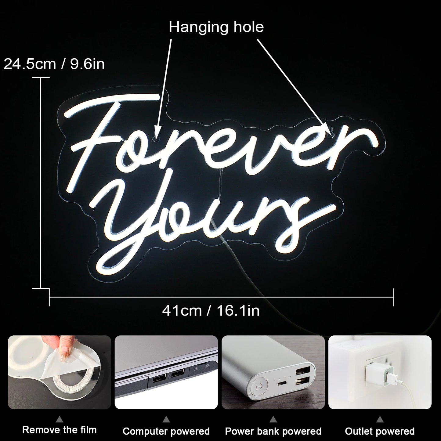 Forever Yours 5V Mini USB LED Neon Sign - Budget Friendly