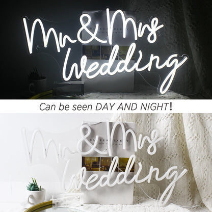 Mr&Mrs Wedding 5V Mini USB LED Neon Sign - Budget Friendly