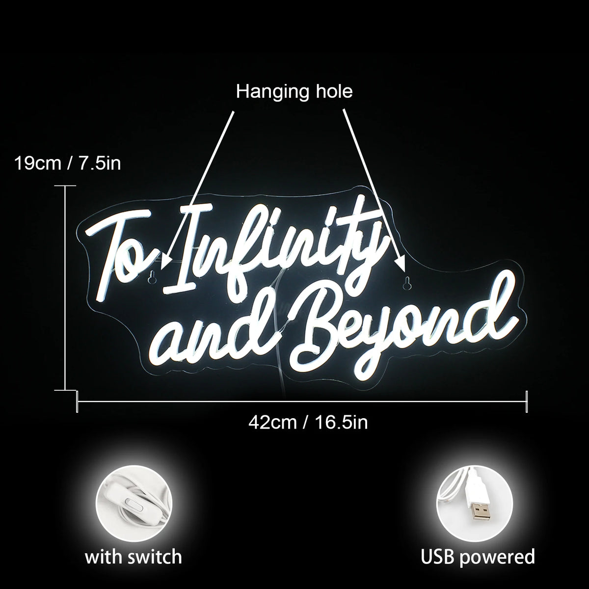 To Infinity and Beyond – LED-neonkyltti (5 V USB)