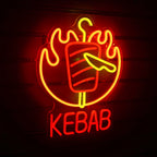 KEBAB – Liekehtivä kebabvarras ja veitsi – LED-neonvalomainos (5 V USB)
