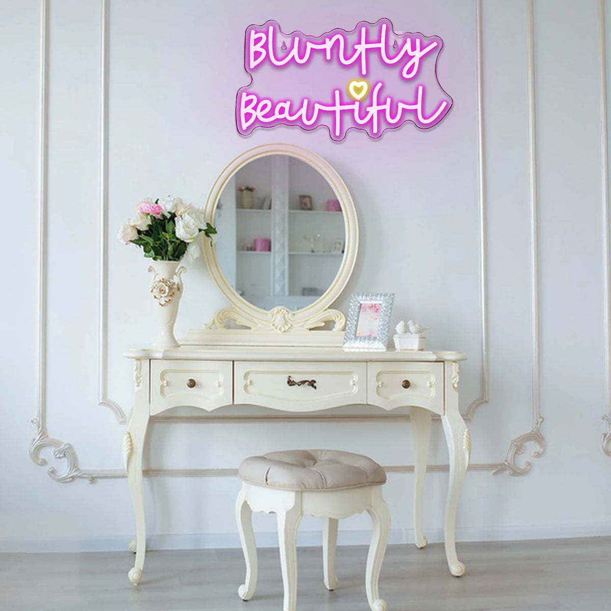 Bluntly Beautiful – Sydän – LED-neonvalomainos (5 V USB)