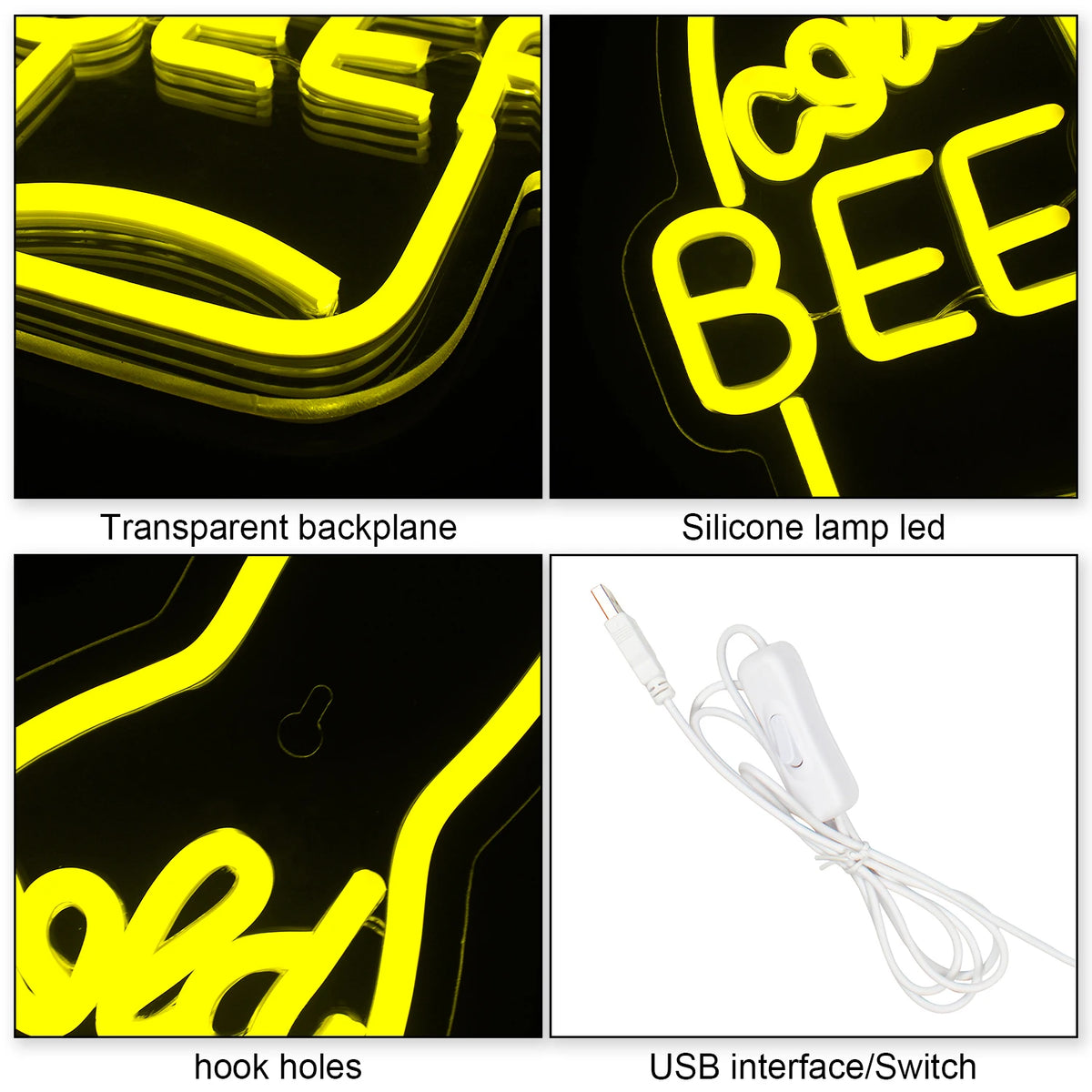Cold Beer – Olutpullo – LED-neonvalomainos (5 V USB)