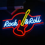 Rock & Roll – Kitara – LED-neonkyltti (5 V USB)