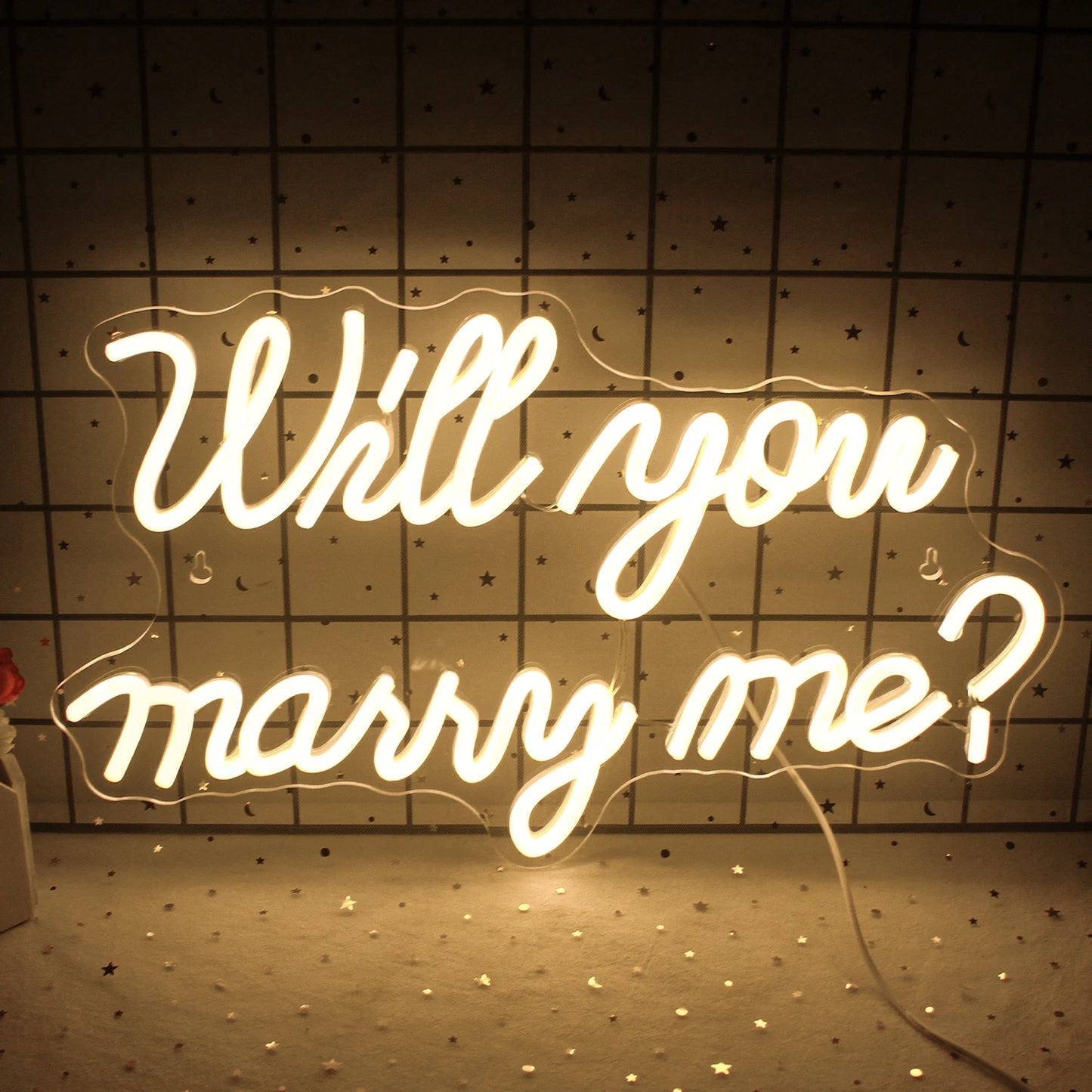 Will You Marry Me Wedding Proposal Decoration Party 5V Mini USB LED Neon Sign - Budget Friendly