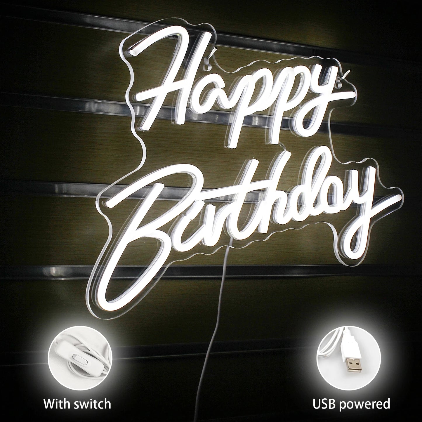 Happy Birthday 5V Mini USB LED Neon Sign - Budget Friendly