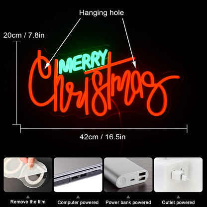 Merry Christmas 5V Mini USB LED Neon Sign - Budget Friendly