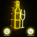 Viinipullo ja lasi – LED-neonvalomainos (5 V USB)