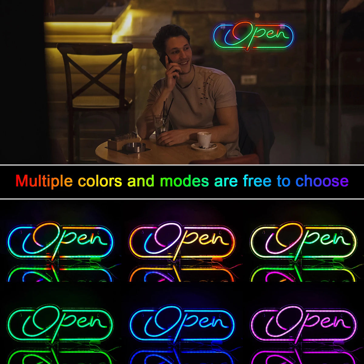 RGB Open – LED-neonkyltti (5 V USB)