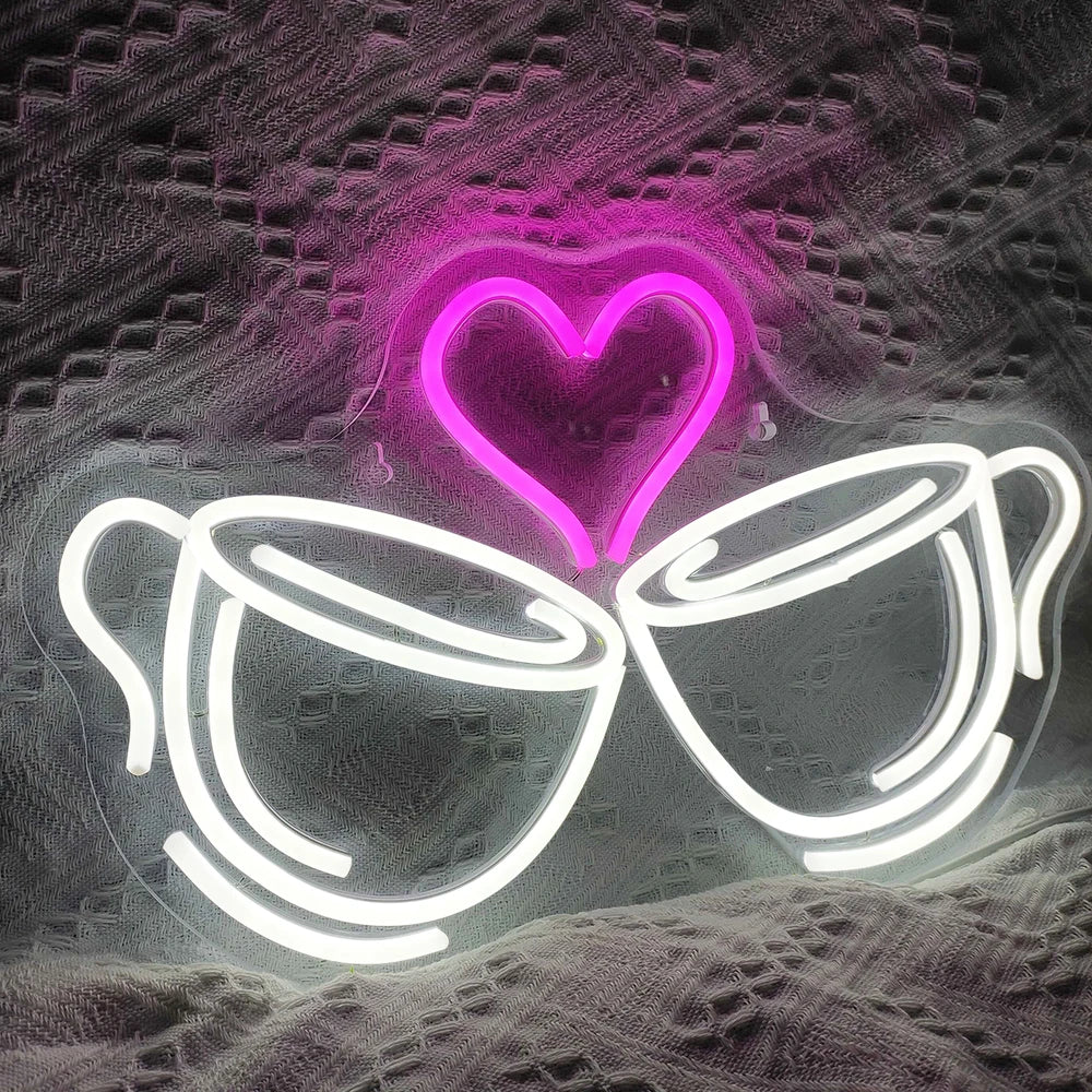 Coffee Cup Heart 5V Mini USB  LED Neon Sign - Budget Friendly