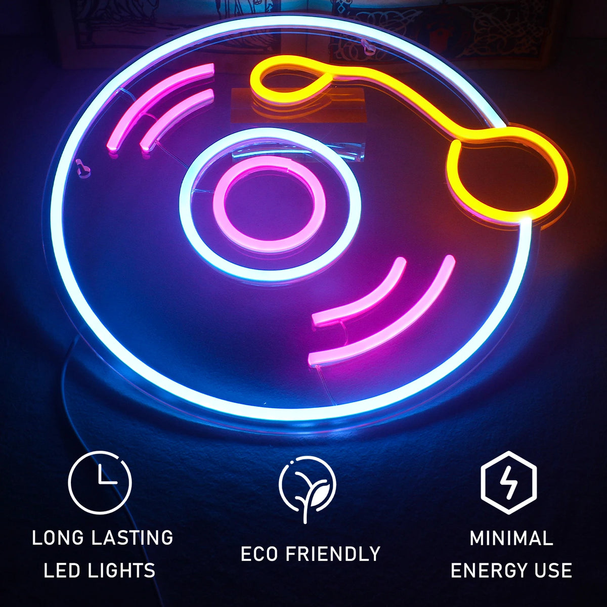 Levyaihe – LED-neonkyltti (5 V USB)