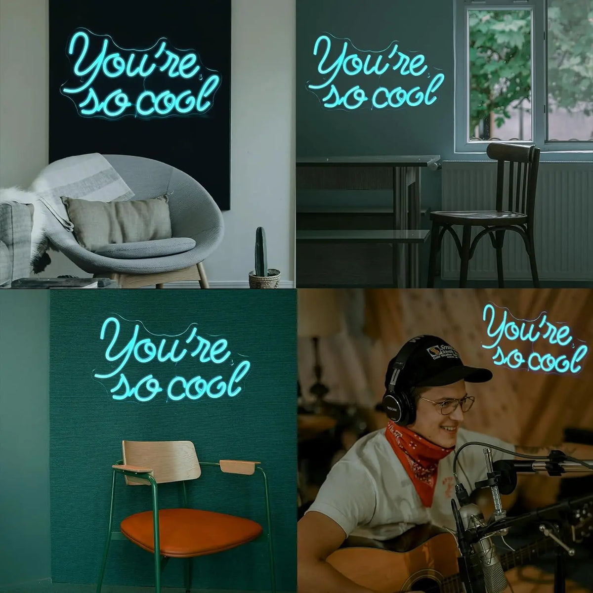 You're so cool – Jäänsiniset kirjaimet – LED-neonkyltti (5 V USB)