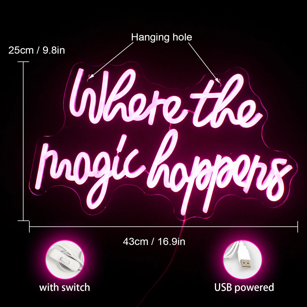 Where The Magic Happens – LED-neonkyltti (5 V USB)