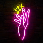Yellow Star Hand 5V USB LED Neon Sign - Budget Friendly